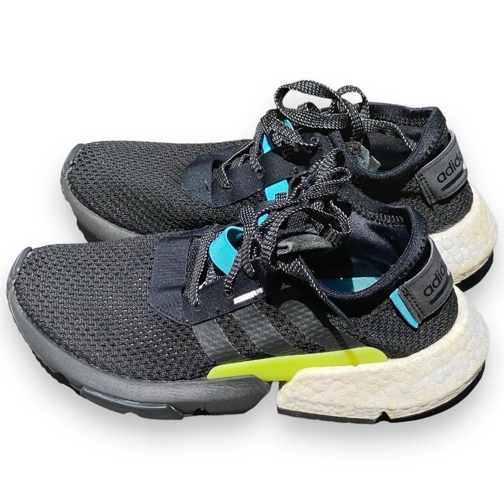 Adidas Mens Shoes Size 7 Sneakers Pod-S3.1 Black White Blue Neon AQ1059 - Picture 3 of 7
